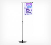 Рама на стойке INFOSTAND-XL A3 это телескопическая напольная Г-образная стойка с рамкой PF-A3 прозрачного цвета. Предназначена для установки крупных рекламных ценников на товары, информации об акции, навигационных указателей и другой информации.